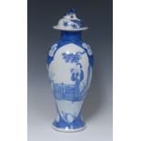 A Chinese blue and white inverted baluster vase and cover,