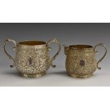 An Indian silver cream jug and sugar basin, of heavy gauge,