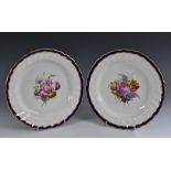 A pair of Derby Rothchild Service shaped circular plates, painted by Wm.