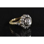 A 19th century old cut diamond cluster ring,