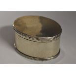 A large George III silver oval nutmeg grater, hinged cover and base enclosing a steel rasp,