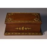 A Louis XVI Revival gilt metal mounted mahogany desk top stamp box,