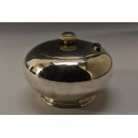 A 19th century Russian silver bun shaped tea caddy, quite plain, knop finial, hinged cover,