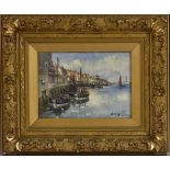 Thomas Swift Hutton (1875 - 1935) A Sunlit Harbour signed, dated 1922, watercolour,