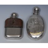 A Victorian silver hip flask, detachable base, bayonet domed hinged cover, 14.