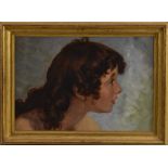English School (19th century) Study of the Head of a Young Girl, bust-length oil on canvas,