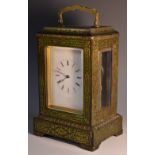 A 19th century French green tortoiseshell Boulle mantel clock, 7.