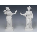 A pair of Royal Worcester Parian figures, modelled by A.