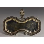 An 18th century silver snuffers tray, possibly Italian, reeded pie crust border,