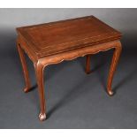 A Chinese hardwood rectangular low occasional table, shaped frieze,