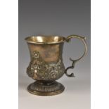 A George IV silver campagna child's mug, chased with flowers and scrolling leaves,