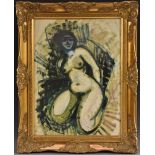 Attributed to Ronald Ossory Dunlop RA (1894 - 1973) Study of a Female Nude, three-quarter length,