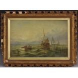 English Marine School (19th century) Fishermen Rowing Out to Sea oil on board,