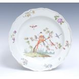 A Worcester Mobbing Birds pattern shaped circular plate, lobed rim,