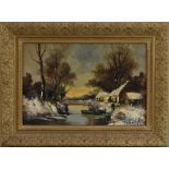 Frans Van Huffel (Dutch 19th/early 20th century) Winter Scene signed, oil on canvas,