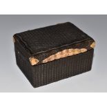 A late 18th century gold coloured metal mounted tortoiseshell rectangular moustache wax box,