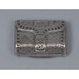 A George III silver vinaigrette, in the form of a purse, chased with wavy bands, 2.