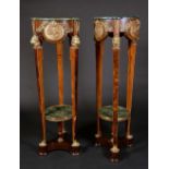 A pair of substantial Louis XVI Revival gilt metal and verte antico marble mounted kingwood