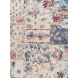 A late 19th century double bedspread, the machine worked border with large floral printed panels,