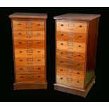 A pair of mahogany museum type floor-standing specimen cabinets,