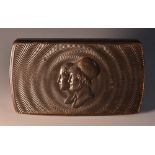 An early 19th century French Empire horn rounded rectangular snuff box,