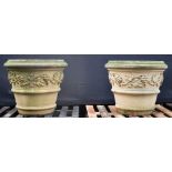 A pair of Regency design composition bucket-shaped garden urns,