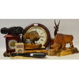 Boxes and Objects - a North American Folk Art carved Buffalo; another;