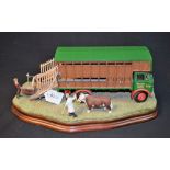 A Border Fine Arts cattle trailer group, A Show Day to Remember, B1204, wooden plinth base, approx.