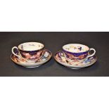 Two Bloor Derby cups and saucers,