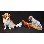 A Royal Doulton ceramic model of a Spaniel with Pheasant; another,