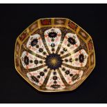 A Royal Crown Derby 1128 Imari octagonal bowl, solid gold banded,