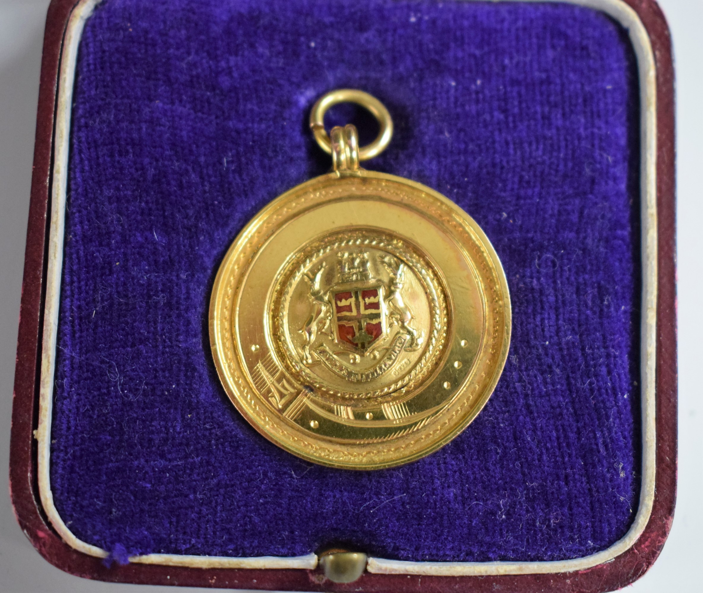Sport- Derbyshire Football Association - a 9ct gold medal, inscribed B & D.C.L.