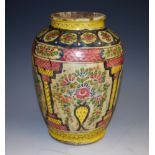 A 19th century Persian pottery ovoid vase,