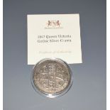Coin, GB, Queen Victoria, silver Gothic crown, mdcccxlvii/1847, edge: anno undecimo,