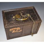 A 19th century cast iron rectangular floor safe or strongbox,