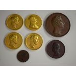 Medallions, Peninsular War, Wellington, a gilt metal medallion, Arthur, Duke of Wellington,