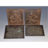 A 19th century Continental dark patinated bronze rectangular plaque,