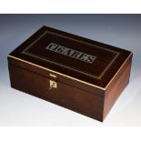 A 19th century French rosewood rectangular cigar box,