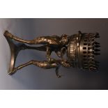 A 19th century Grand Tour bronze tripod censer, cast after the Antique Pompeiian discovery,