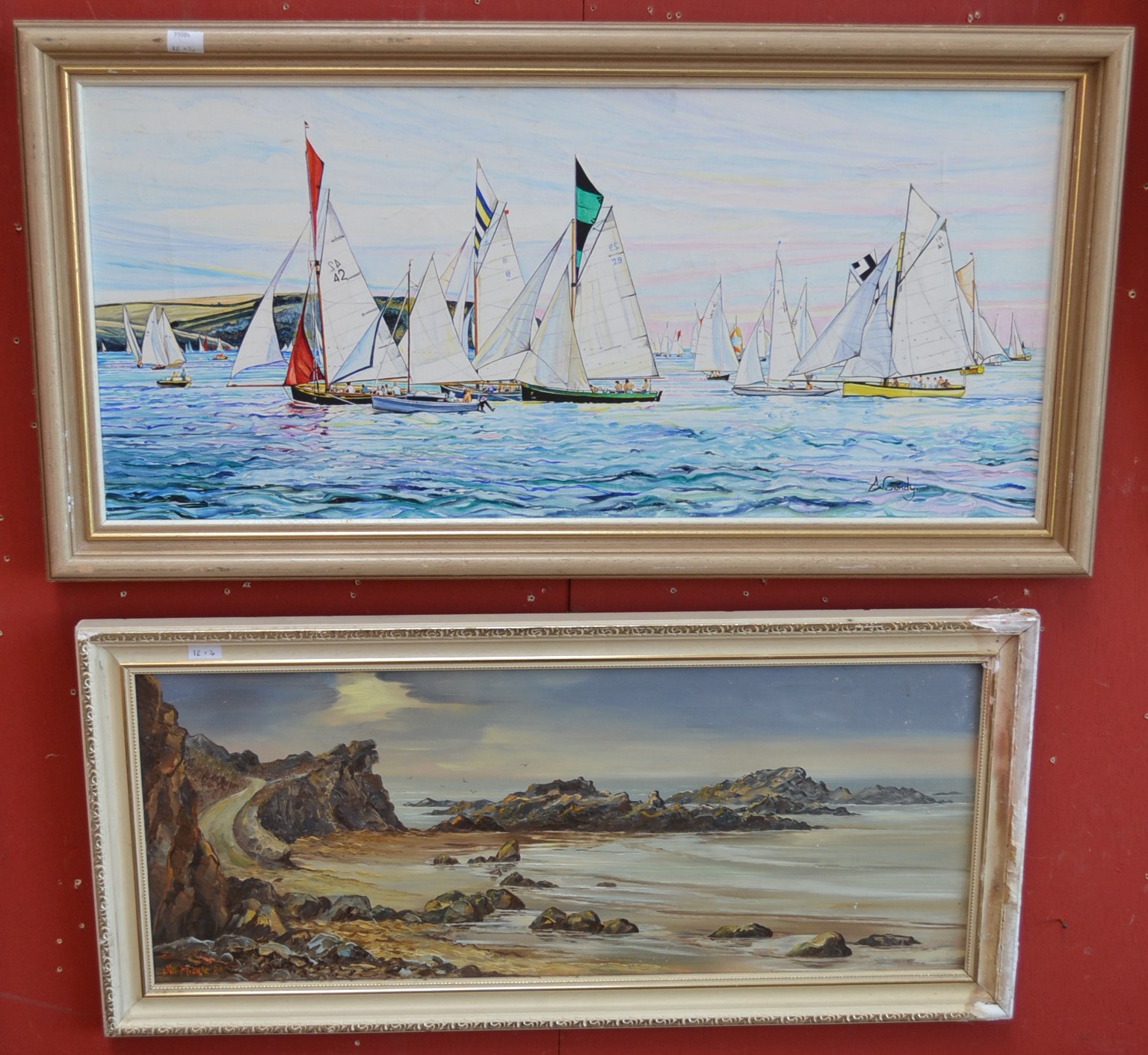 A Condy Yachting Scene signed, oil on canvas; Jill Mickle, Coastal Scene, signed,