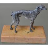 An Austrian cold-painted cabinet bronze, of a greyhound, cast in the manner of Franz Xaver Bergmann,