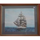 W Gomme Seascape with Clipper, Sorlandet signed,