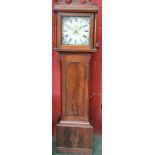 A George III mahogany longcase clock, 29cm square painted dial inscribed E.