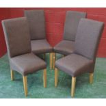 Four modern fabric upholstered dining chairs