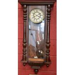 A Gustav Becker walnut and mahogany Vienna wall clock, enamelled dial, Roman numerals,