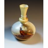 A Royal Worcester bottle vase, painted by James Stinton, signed, with a pheasant in landscape,