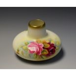 A Royal Worcester compressed ovoid vase, with short neck, painted by G Banks, signed,