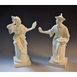 A pair of Royal Worcester Parian figures, modelled by A.