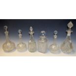 Glassware - a pair of early 20th century cut glass globular decanters; others,