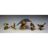 A Beswick ceramic model, Kingfisher 2731; others, Whitethroat, Robin, Blue Tit,